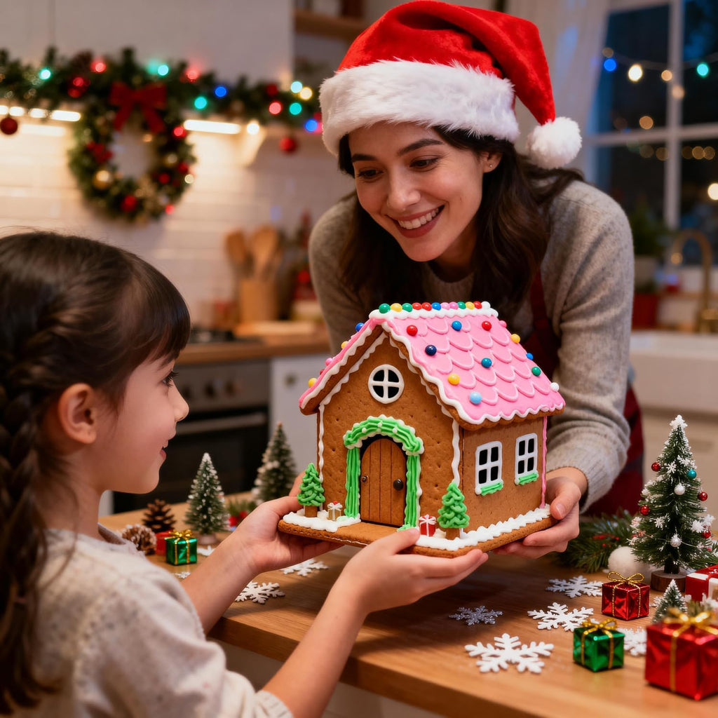 10Pcs Gingerbread House Cookie Cutters Set for Christmas Winter Holiday Baking and Decoration, Stainless Steel 3D Gingerbread House Kit for Kids Adults, Gift Package