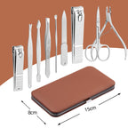 100% Stainless Steel Ingrown Toenail File and Lifter Double Sided with Storage Case (Ingrown Toenail File) and Manicure Set Manicure Kit Nail Kit Nail Clipper 9PCS Mens Grooming Kit Pedicure