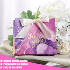 24PCS Thank You Gift Bags, 4.5X3.9X1.8Inches Mini Party Favor Bags Purple Treat Boxes with Bow Ribbon for Wedding Bridal Baby Shower Birthday Party