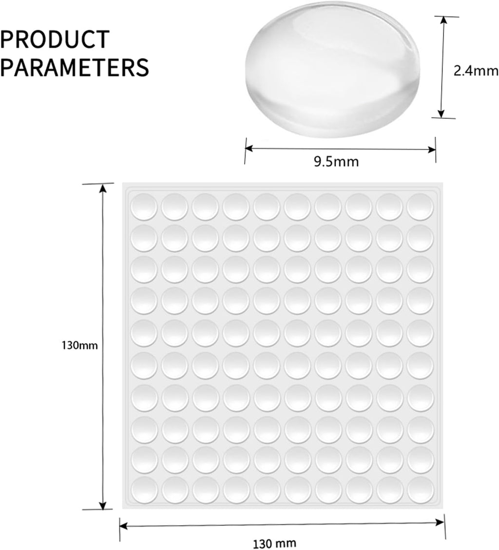 100Pcs Cabinet Door Bumper Rubber Pad 3/8" Diameter Sound Dampening Adhesive Transparent Rubber Pads Feet for Drawers Cutting Boards Small Furniture, Special Shape