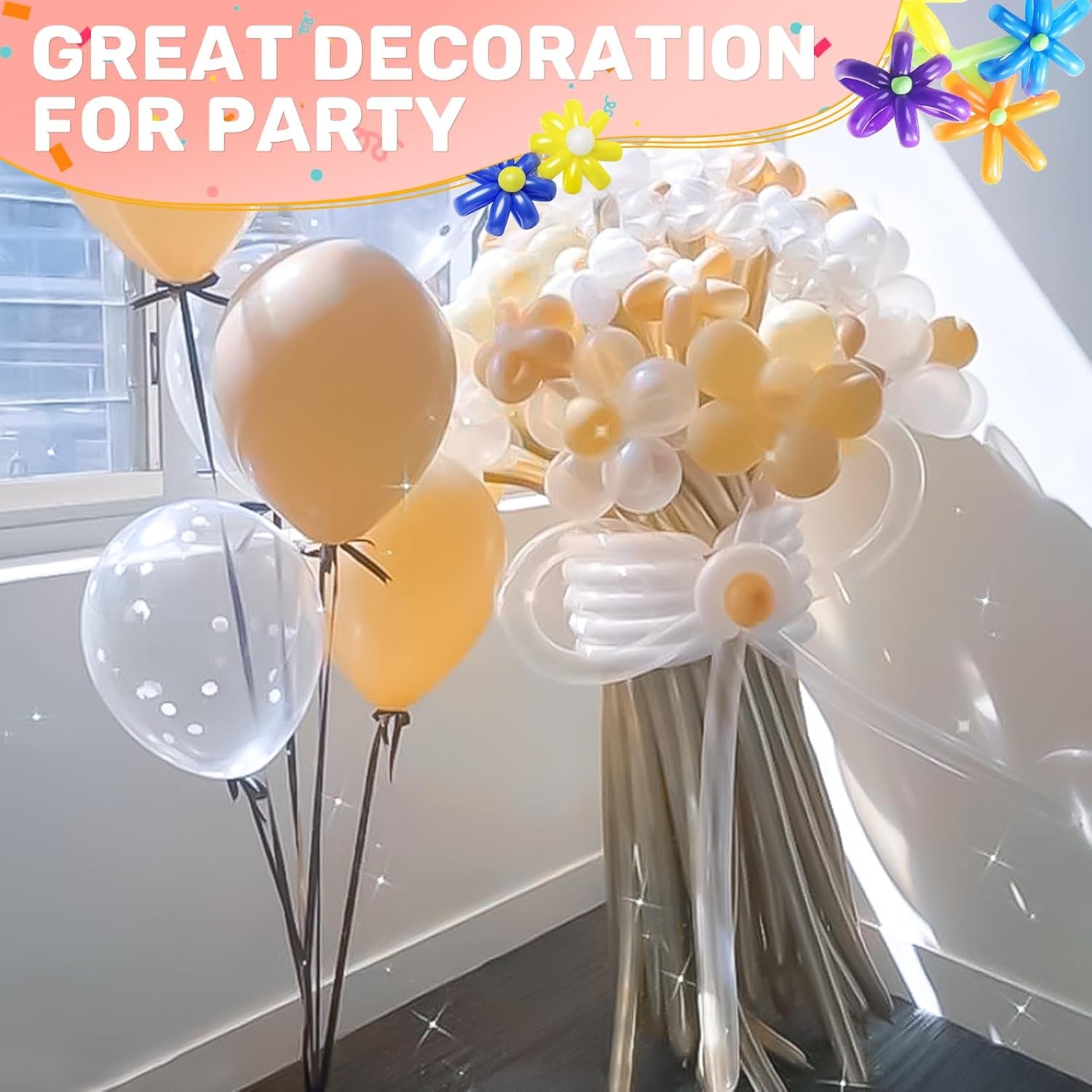 100PCS 260 Balloons Clear - Long Clear Balloon for Tying Balloon Arch Globos 260Q Transparentes Long Skinny Balloon for Animals Twisting Modeling Balloons Birthday Party Decoration