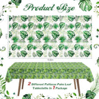 2 Pieces 54 X 108 Inch Hawaii Palm Leaves Tablecloth Plastic Tropical Jungle Tablecover Rectangular Luau Safari Hawaiian Themed Birthday Party Decorations