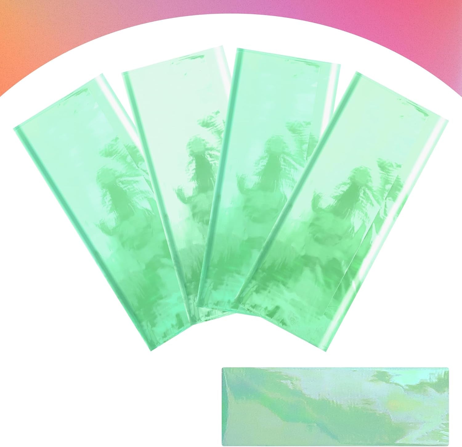 2 Pieces Green Iridescence Tablecloth - 40 X 108“ Disposable Shiny Laser Table Cloth - Glitter Plastic Tablecloths - Holographic Iridescent Table Cover for Party Decoration, Wedding and Banquet