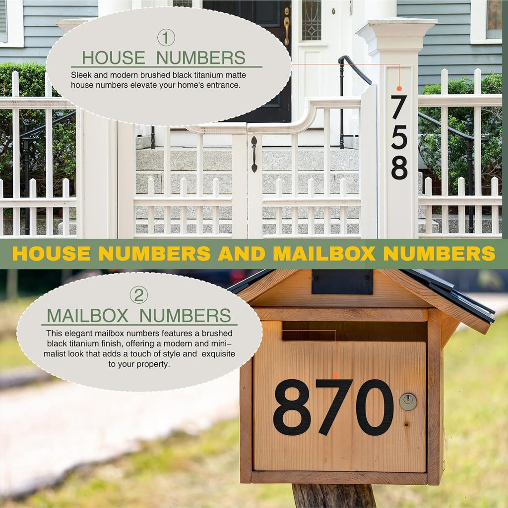 2.5 Inches Stainless Steel Floating Door Numbers and Metal Letters – Modern Gold Metal House and Mailbox Numbers, Sleek House Address Plaques for Home, Apartment, and Garden Decor(Gold) (4）