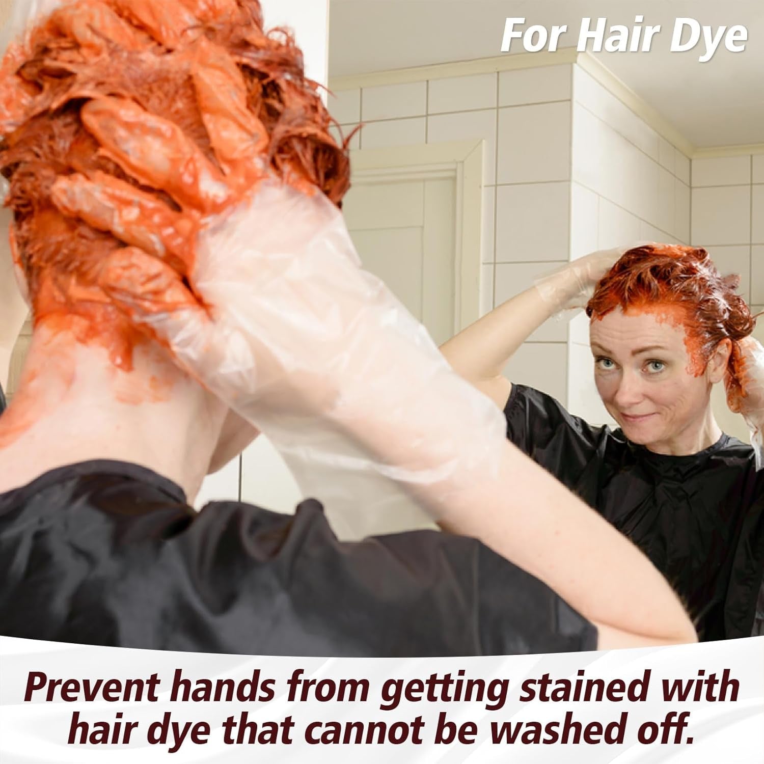 100Pcs(50Paris) Plastic Gloves Disposable - Plastic Food Safe Handling Food Prep Service Gloves Clear Food Handler Cooking Serving Kitchen Restaurant Hair Dye Individual Packaged