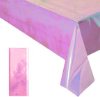 1 Piece Pink Iridescent Party Decorations 40" X 108" Holographic Tablecloth Valentine'S Day Decor Shiny Plastic Table Cloth for Parties Baby Shower Bachelorette Princess Birthday Party Supplies