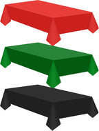 12 Pcs Juneteenth Tablecloth Disposable Red Black Green Plastic Table Cover for June 19Th African Afro American Independence Day Black History Month Festival Party Decorations, 108 X 54 Inch