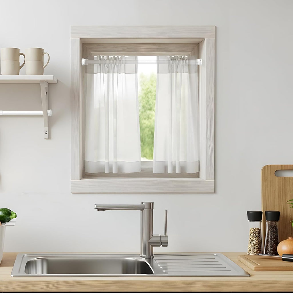 2PCS Small Tension Curtain Rod 8 to 12.5Inch,White Thin Short Curtain Rods No Drilling,Slim Spring Curtain Rods for Cupboard,Closet,Door,Bookshelf