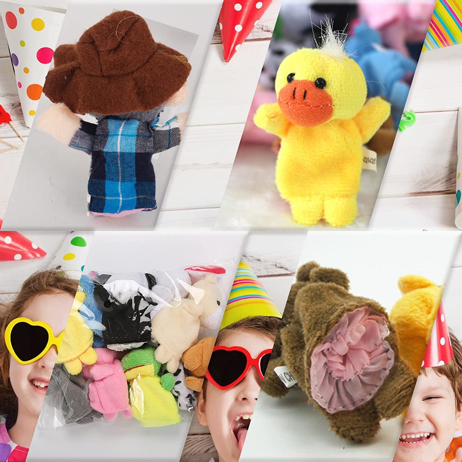 10Pcs Story Time Finger Puppets and 12Pcs Plush Monkeys Ducks Finger Puppets Set