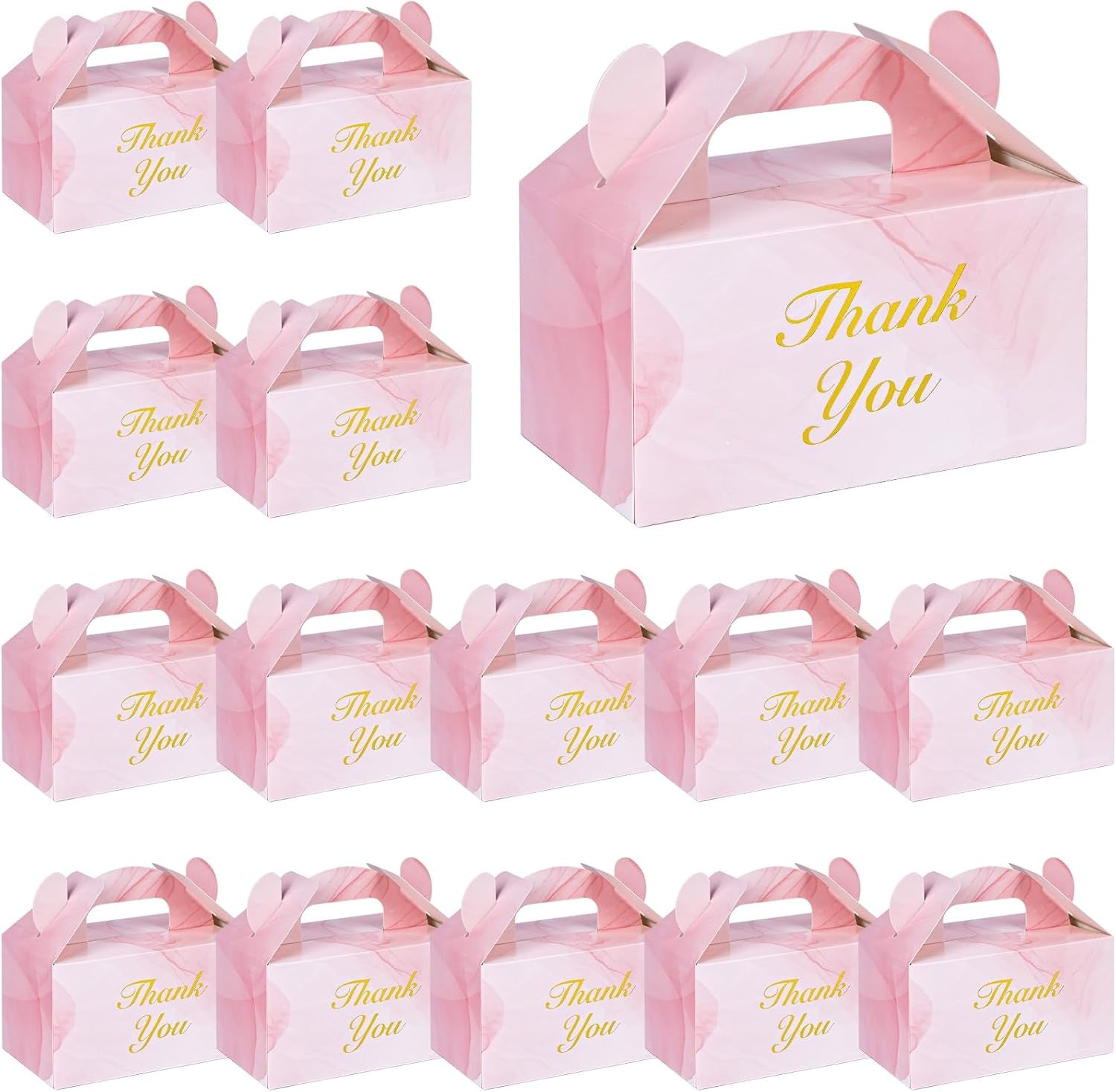 16PCS Party Favor Boxes, Mini Pink Marbleized Gift Boxes for Birthday, Wedding, Bridal Shower, 6×3.5×3.4 Inch