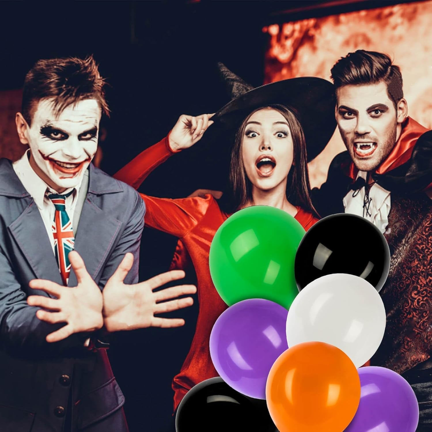 100PCS Halloween Balloons Garland Arch -  Halloween Birthday Party Decorations Indoor Matte Orange Black Purple Green White Latex Balloons Globos Para Fiestas Ballon Decoration Supplies 12 Inch