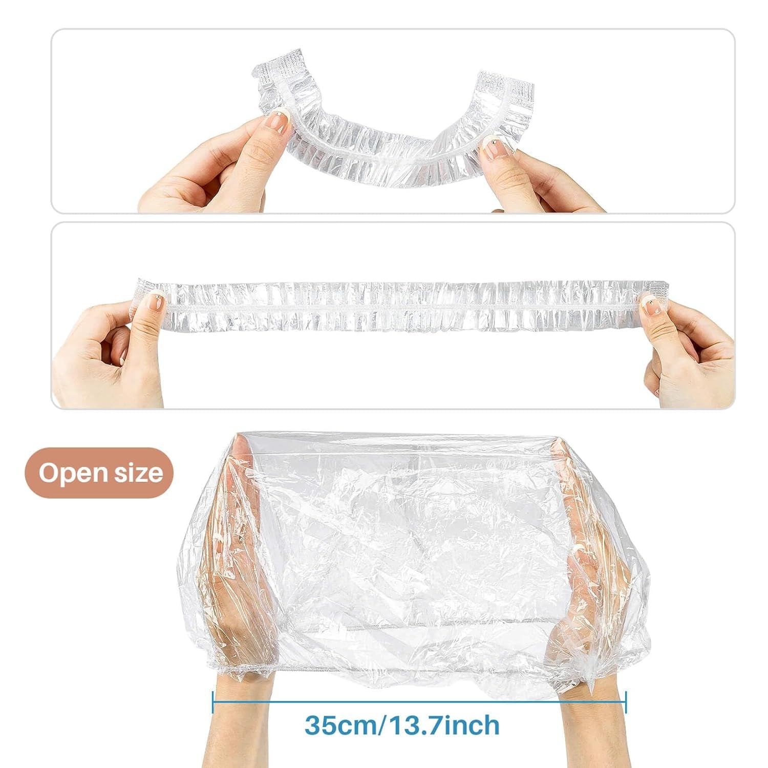 100 Disposable Shower Caps Unisex - Large Plastic Hair Caps for Deep Conditioning Shower Cap Reusable Waterproof for Women Men Hair Treatment Bath Cap for Long Hair Travel Essentials