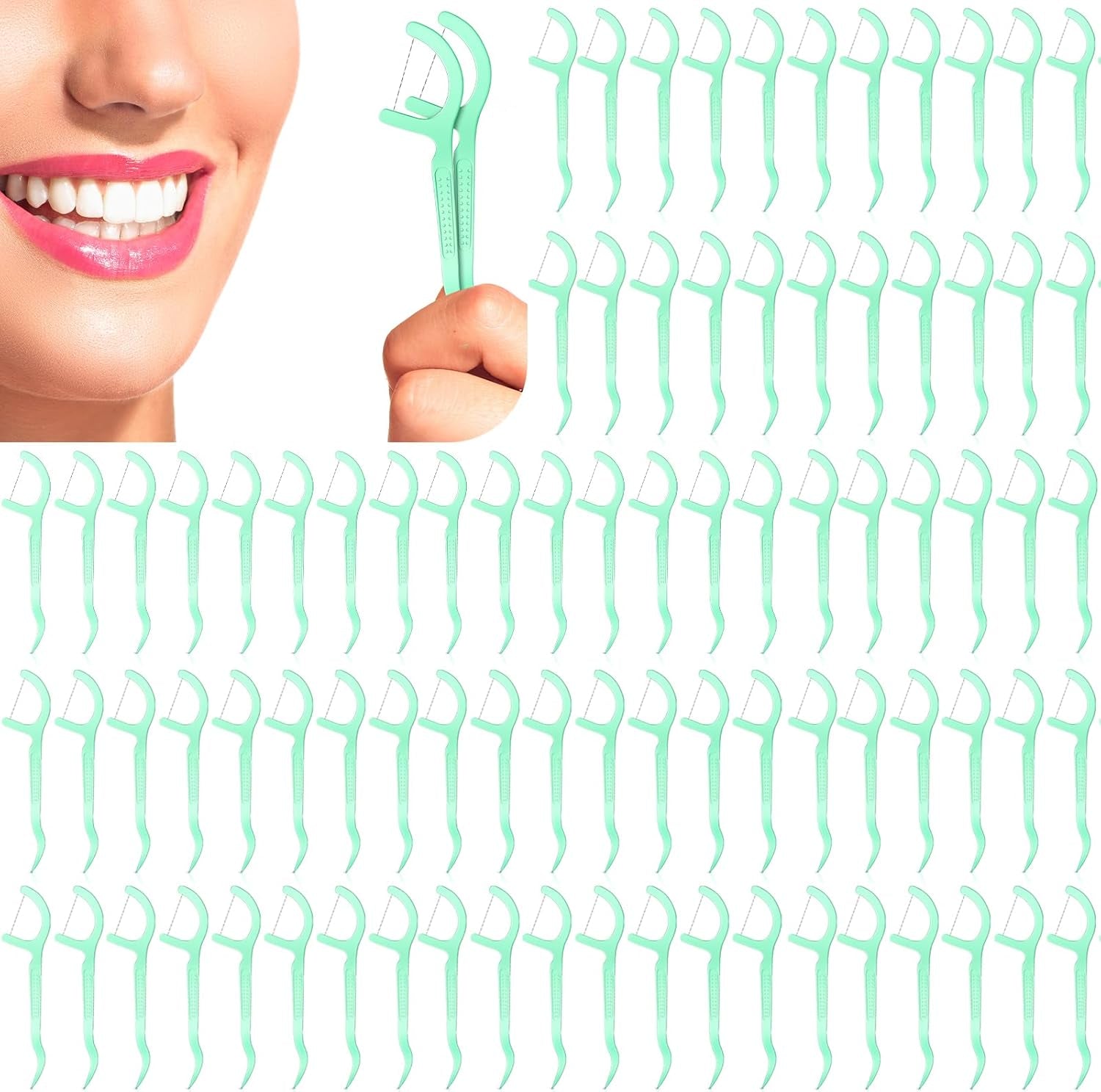 1000 Count Fresh Mint Flavor Dental Flosses Picks Bulk High Toughness Dental Floss Tooth Picks Flossing System for Adults Family Travel Tight Spaces Teeth Cleaning