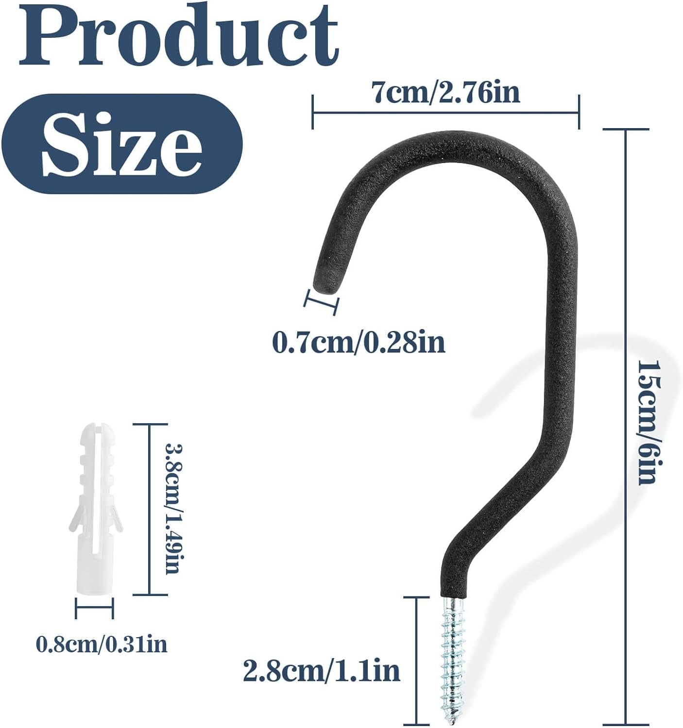 10 Heavy Duty Wall Mount Storage J Hooks - Bicycle & Ladder Hangers, Garden Yard Tools Organizer