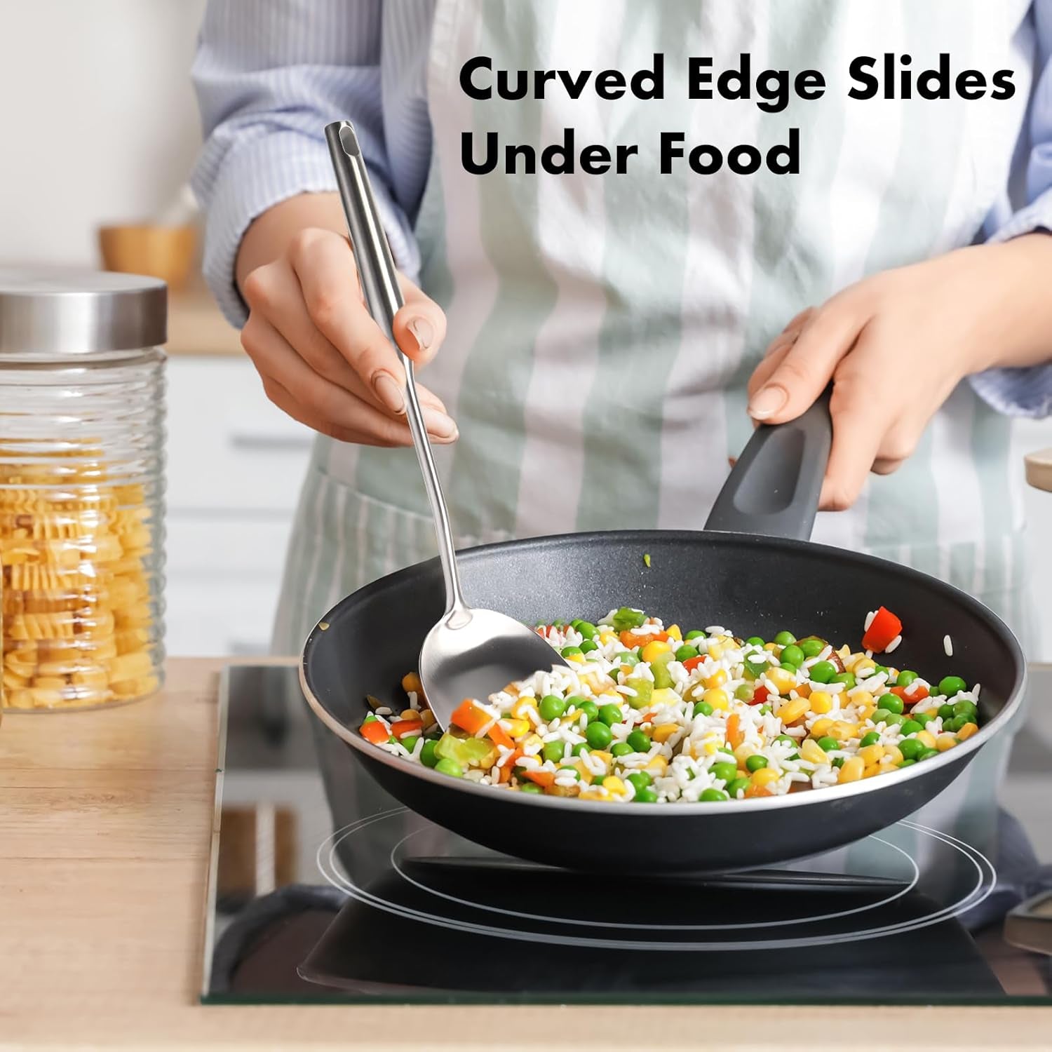 18/10 Stainless Steel Spatula Set - 15" Metal Spatulas for Kitchen Use, 1 Slotted Spatula + 1 Solid Turner, Heat Resistant Metal Cooking Utensils, Dishwasher Safe, Silver