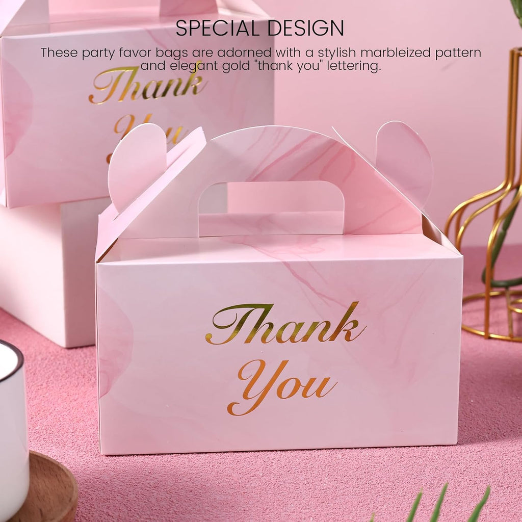 16PCS Party Favor Boxes, Mini Pink Marbleized Gift Boxes for Birthday, Wedding, Bridal Shower, 6×3.5×3.4 Inch