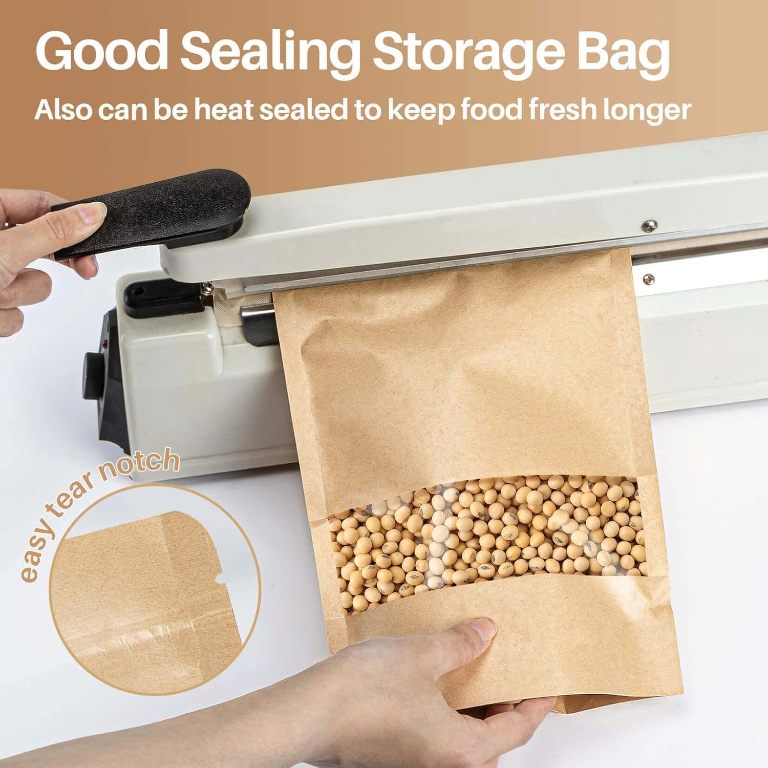 24 Stand up Pouches Bags - 7"×10" Resealable Ziplock Kraft Paper Bags with Window Food Packaging Homemade Bagel Bread Cookie Candy Tea Herb Spice Coffee Jerky Dog Treat Small Business