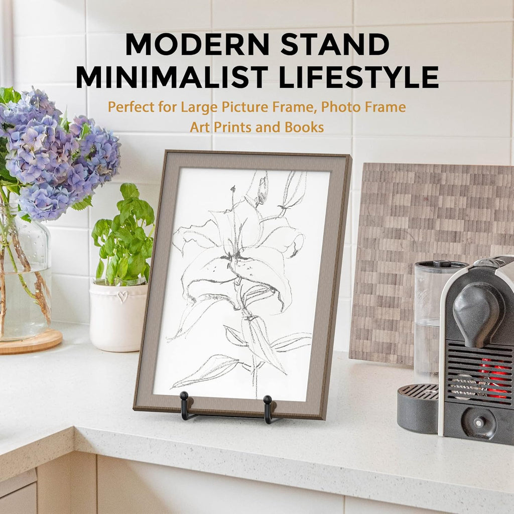 3 Pack 10 Inch Large Plate Stands for Display - Metal Plate Holder Display Stand + Picture Frame Holder Stand + Small Easels for Decorative Plate, Platter, Book, Plaques, Photo, Tabletop Art