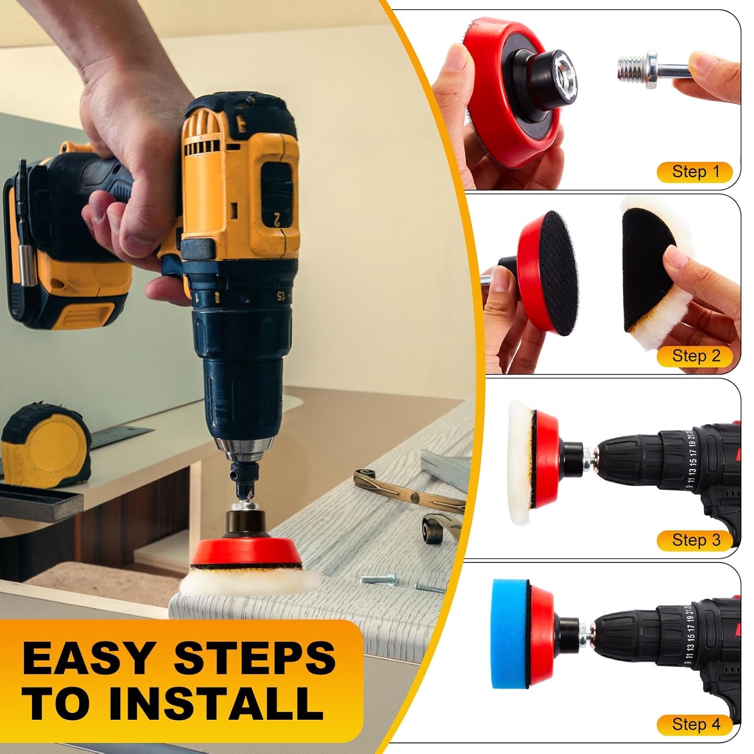 178 Pcs Car Sanding Kit Drill Polisher Attachments Angle Grinder Discs Foam Polishing Pad 3 Inch Buffing Pads Backing Adapter Sandpapers for Car Wood Glass Metal Resin Epoxy, Disc Grit 40-10000