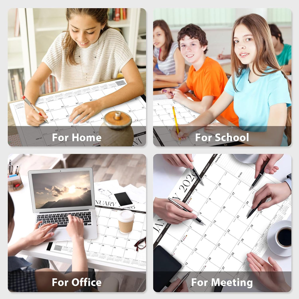 2026 Desk Calendar, Large Desk Calendar 22" X 17" (Jan 2026 - Jun 2027) Monthly Desktop Wall Planner for Family Teacher School Office Supplies, Black-White