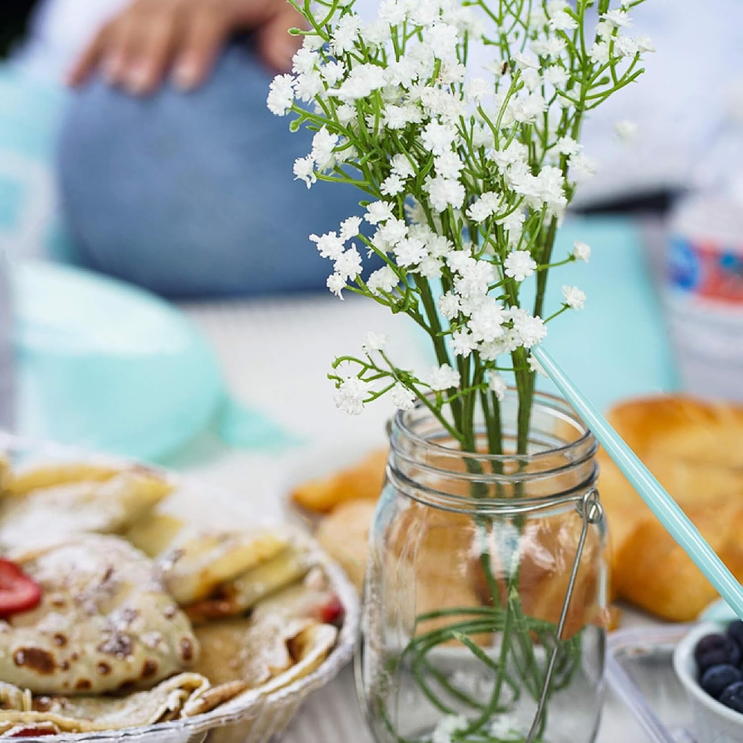10PCS Baby Breath Artificial Flowers Fake Babys Breath Gypsophila Flowers Bulk Realistic Artificial Flowers Bouquet Flores Artificiales Para Decoracion for Wedding Party Home Decoration