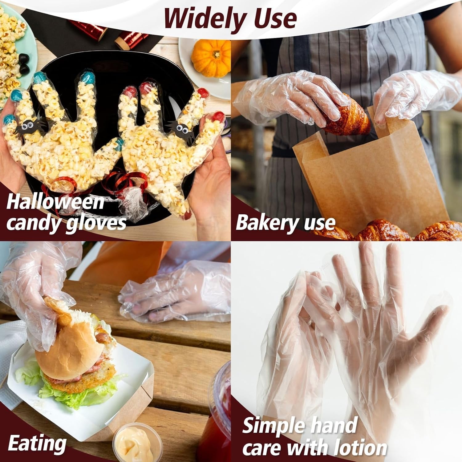100Pcs(50Paris) Plastic Gloves Disposable - Plastic Food Safe Handling Food Prep Service Gloves Clear Food Handler Cooking Serving Kitchen Restaurant Hair Dye Individual Packaged