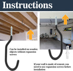 10 Heavy Duty Wall Mount Storage J Hooks - Bicycle & Ladder Hangers, Garden Yard Tools Organizer