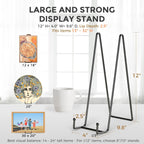 3 Pack 12 Inch Plate Stands for Display - Large, Metal Picture Frame Holder Stand + Easels for Decorative Platter, Book, Plaque, Photo, Table Top Art