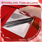 2 Pieces Red & Green Foil Tablecloth 54 * 72Inch Plastic Birthday Party Table Cloths Disposable Waterproof Table Cover for Christmas Wedding Graduation Party Supplies