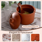 2 Set Salt Cellar with Lid and Wooden Spoon, 4 Handcrafted Pepper Herbs Box Heavyweight Spices Jar Salt Holder Pot Housewarming Gift for Counter, Kosher, Sea, Sugar, Keeps Spices Dry