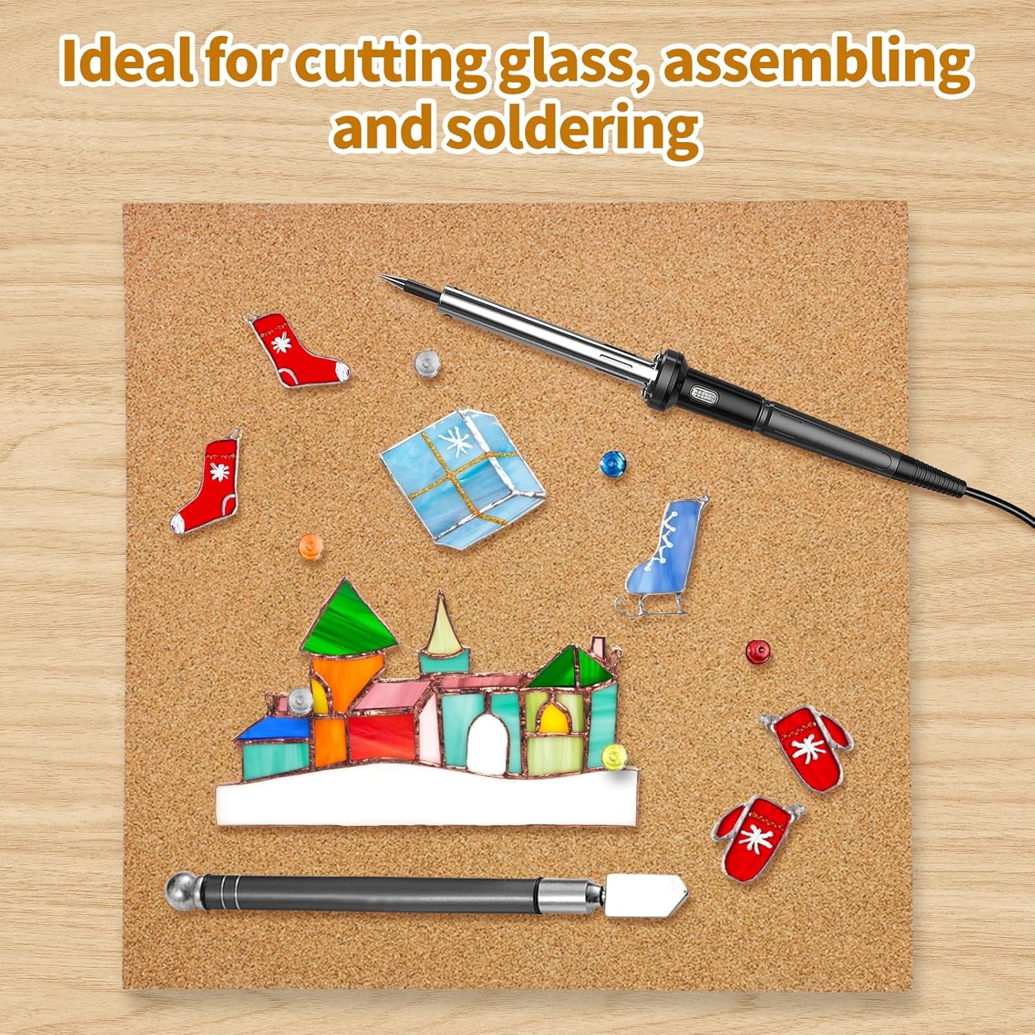 12"X12"X0.5" Stained Glass Supplies - Heat Resistant Work Surface, Cutting Mat, Starter Kit, Tools for Table & Countertop Protection