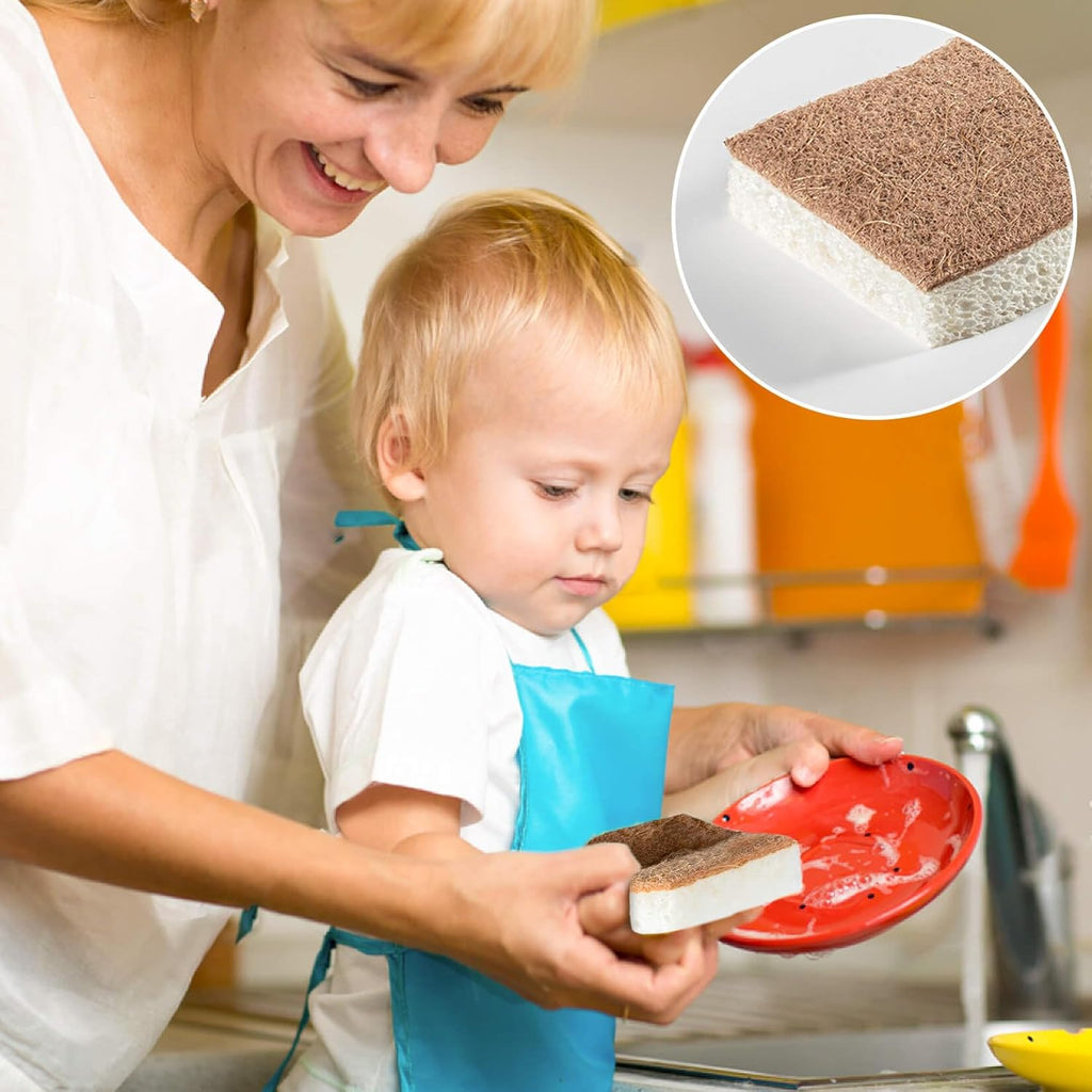 10PCS Natural Sponges for Dishes - Biodegradable Sponges Kitchen Eco Friendly Dish Sponge Non-Scratch Sponges for Cleaning Kitchen