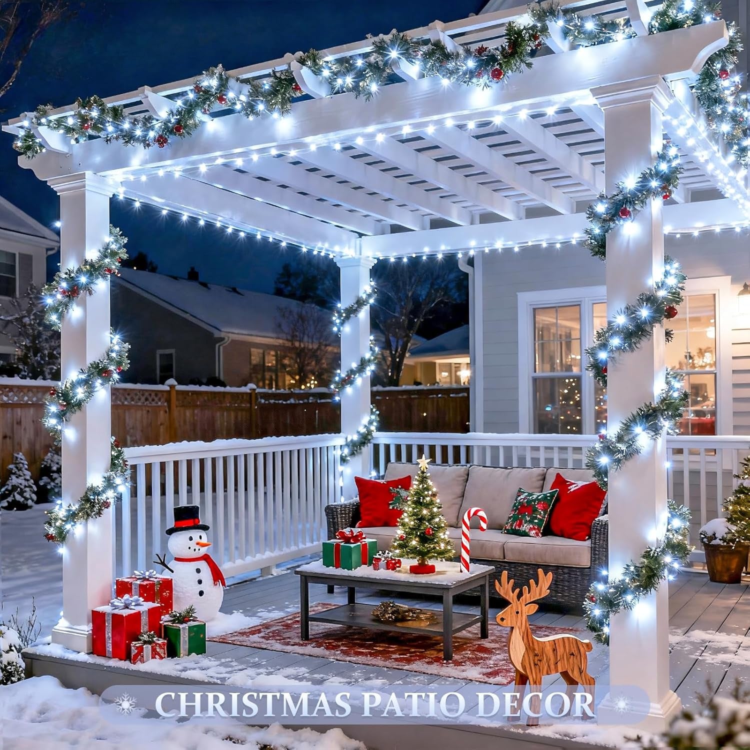 2 Pack Solar String Lights Outdoor Waterproof, Each 33FT 100 LED Solar Christmas Lights Outdoor, 8 Modes White Fairy Light for outside Yard Tree Patio Garden Wedding Christmas Decorations