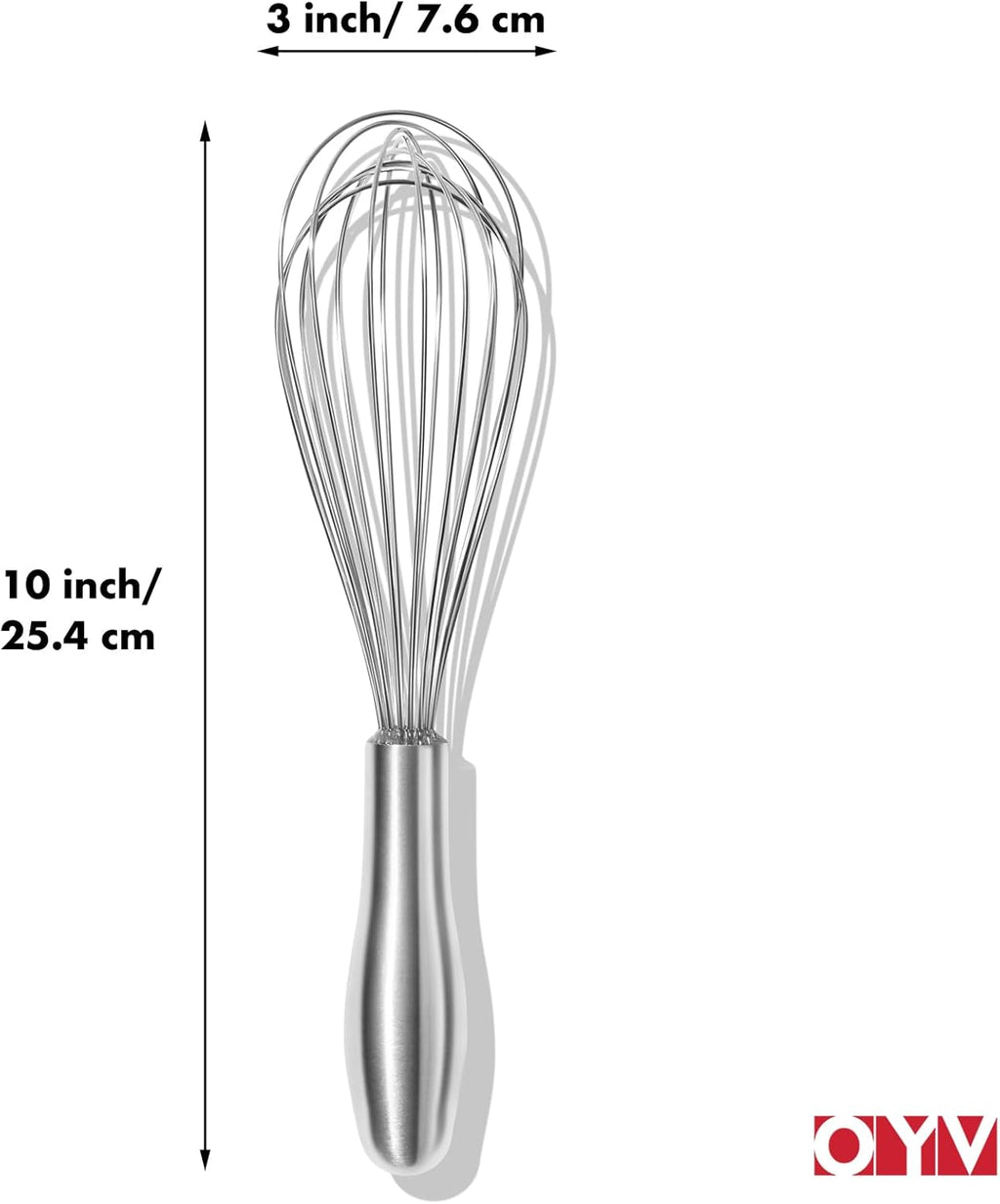 18/10 Stainless Steel Whisk, Ergonomic Handle, Dishwasher Safe Metal Whisk, Professional Whisk for Kitchen Cooking, Perfect for Blending, Whisking, Baking, and Beating, 10-Inch Wire Wisk