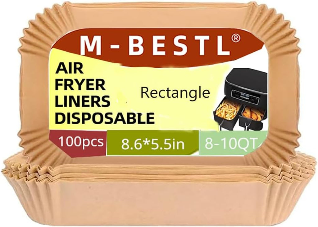 100 Pcs Air Fryer Parchment Paper Liners,8.6X5.5 in Rectangle Air Fryer Liners Disposable for Dual Basket 6-10 QT, DZ201-DZ401-DZ071 Air Fryer Frying,Baking,Roast