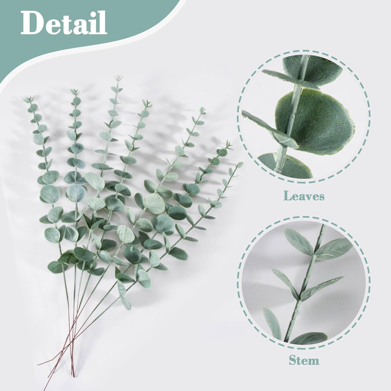 24Pcs Artificial Eucalyptus Stems - Faux Eucalyptus Branches Decor Fake Eucalyptus Plant Hojas De Eucalipto Artificiales Para Decoracion Eucalyptus Bouquet Sprigs Leaves Flowers Greenery Wedding