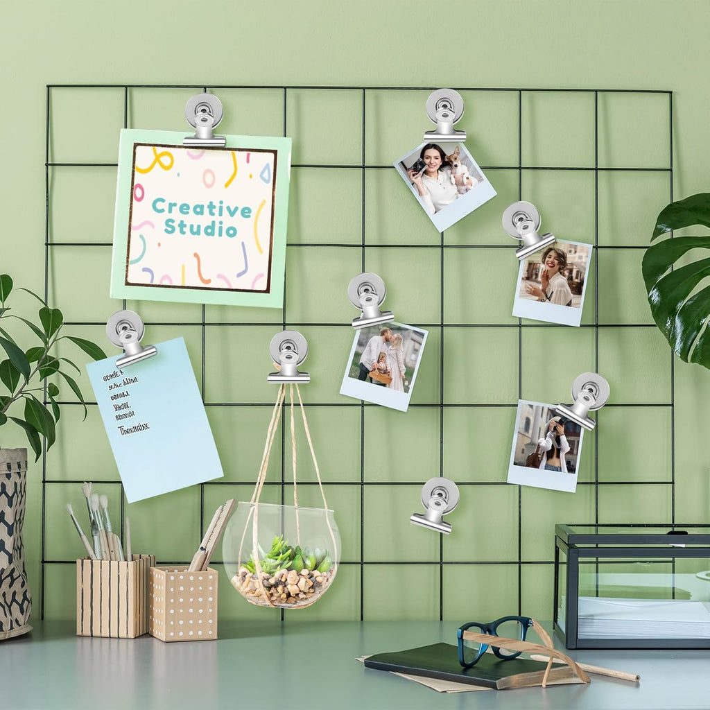 24 Pack Strong Magnetic Clips, Fridge Magnets Refrigerator Magnet, Whiteboard Magnets Heavy Duty Magnet Clips for Home, Office, Classroom, Locker, Cruise (Silver)