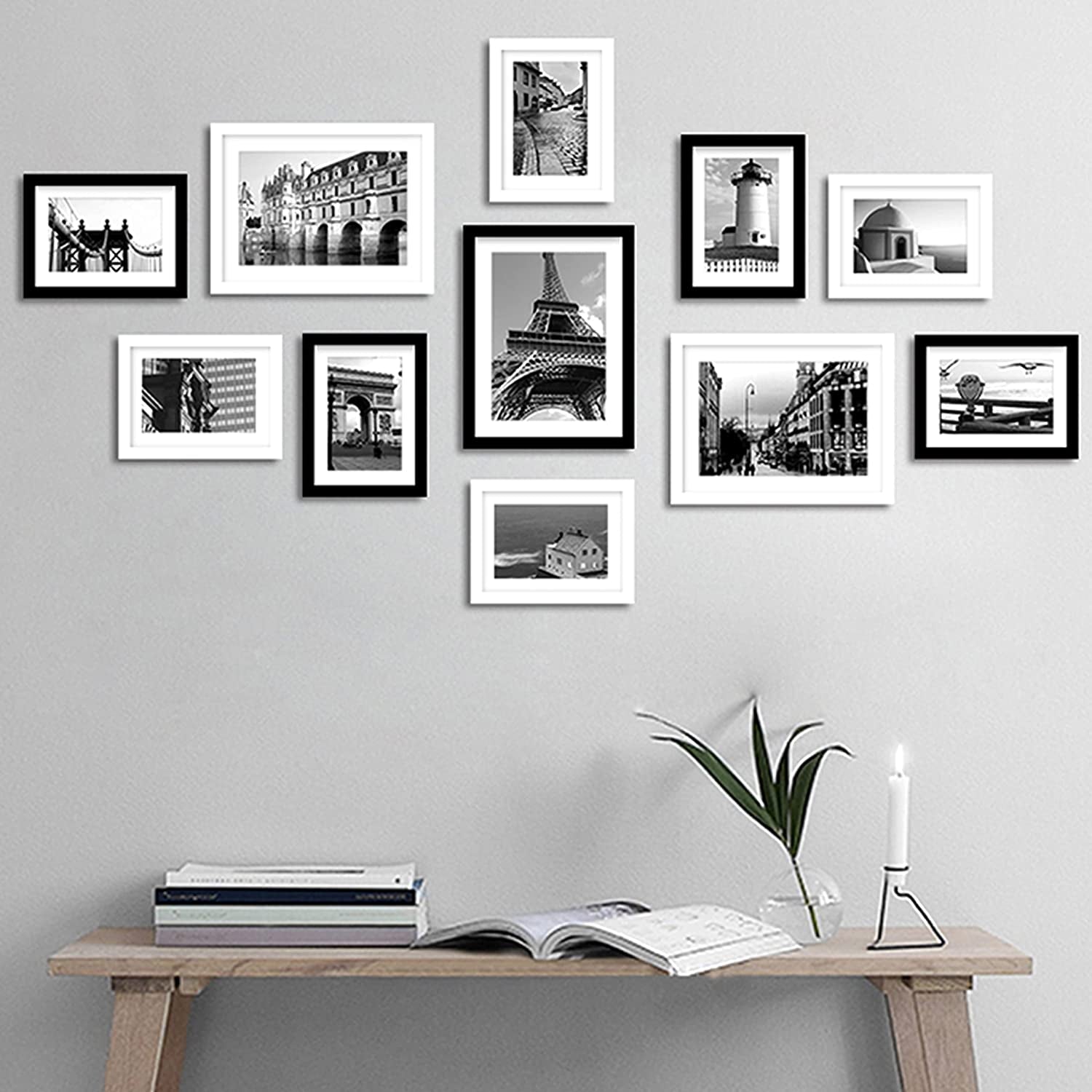 10X14 Picture Frame, Display Pictures 8 X 12 with Mat or 10 X 14 without Mat for Wall Mounting Display, Photo Frames, Black.
