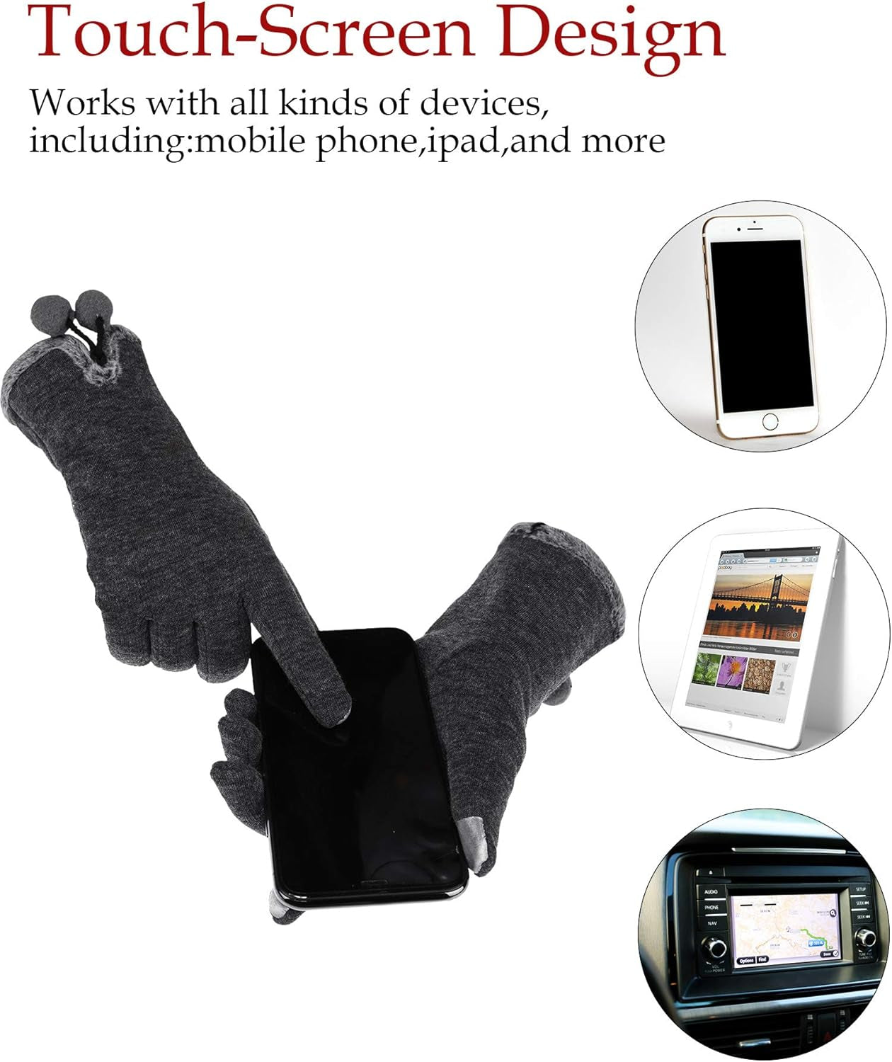 3 Pairs Women'S Winter Warm Gloves Touchscreen Gloves for Winter
