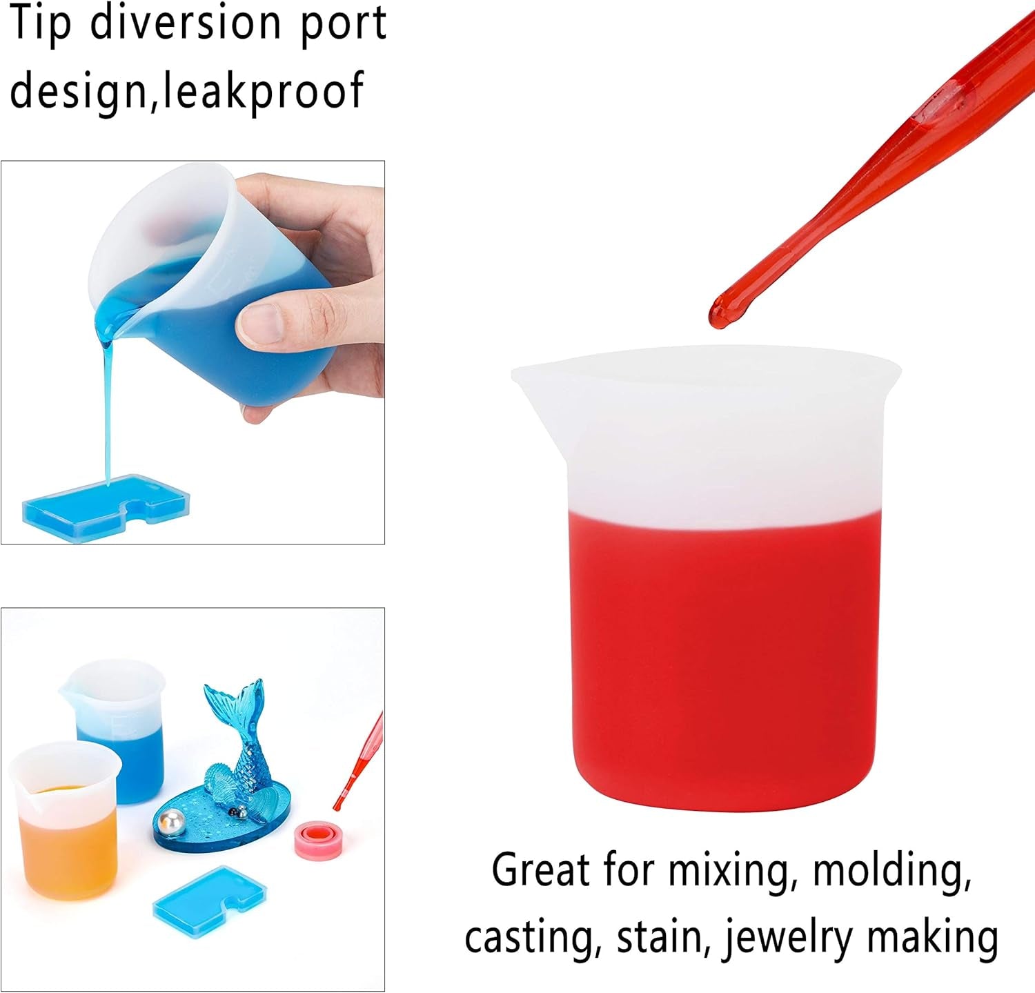 100Ml Silicone Measuring Cups for Resin Mixing, 6PCS Mixing Cups for Epoxy Resin, Jewelry Casting Molds, Acrylic Paint, Reusable Non-Stick Pouring Tools