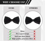 2PCS Bow Ties for Men, Adjustable Black Bow Tie, Classic Bow Tie for Weddings, Banquets, Bands, Graduations, Christmas, Celebrations and Any Other Formal Occasions