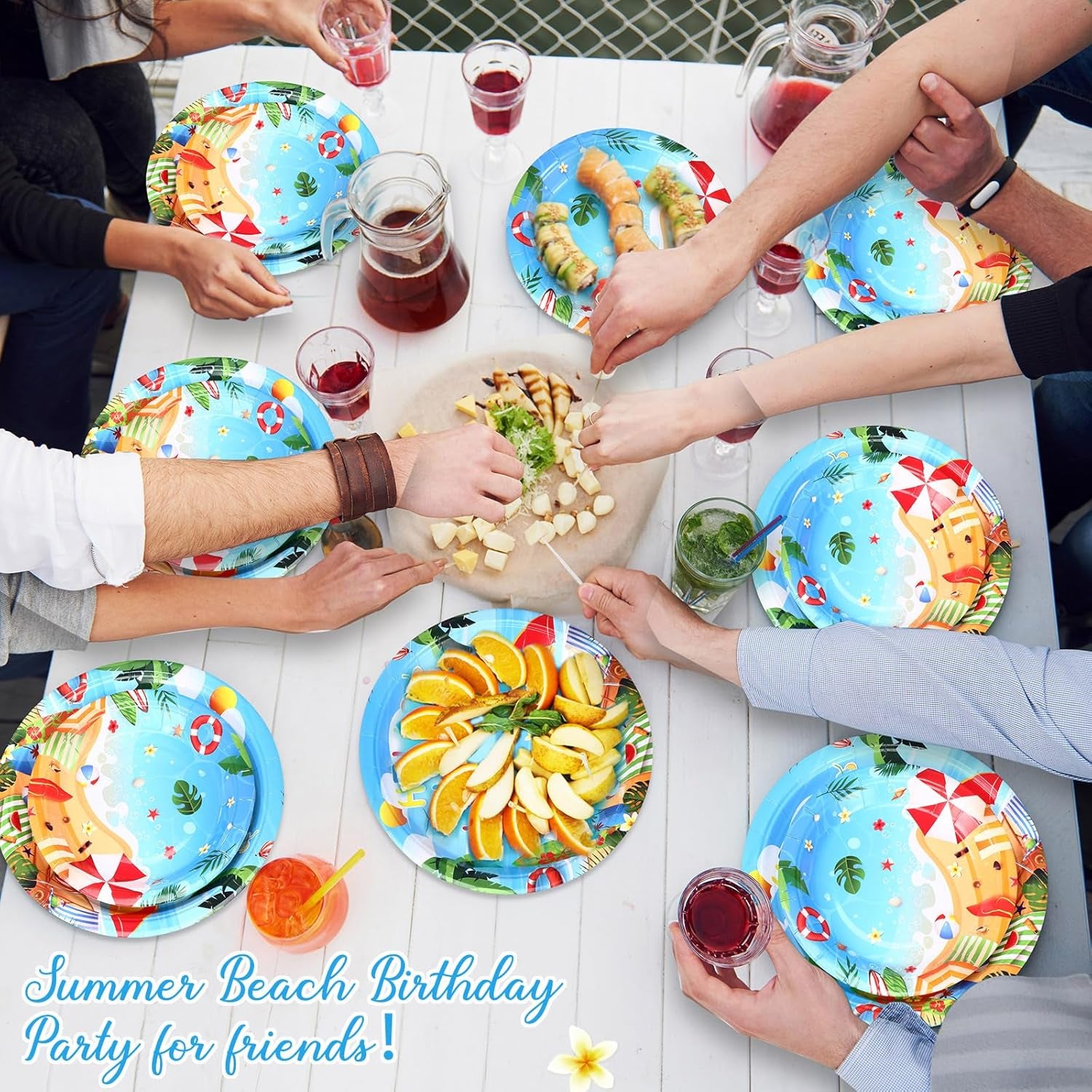 100 Pack Christmas Paper Plates 9" & 7" Snowman Winter Gingham Disposable Dessert Plates for Holiday Xmas Party Supplies(Round,Light Blue)