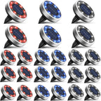 24 Pack Solar Ground Lights Outdoor, 8 LED Disc Lights IP65 Waterproof Flat Light, Pathway Light Solar Powered for Garden Lawn Patio Yard Path Landscape, Red+Blue+Cool White