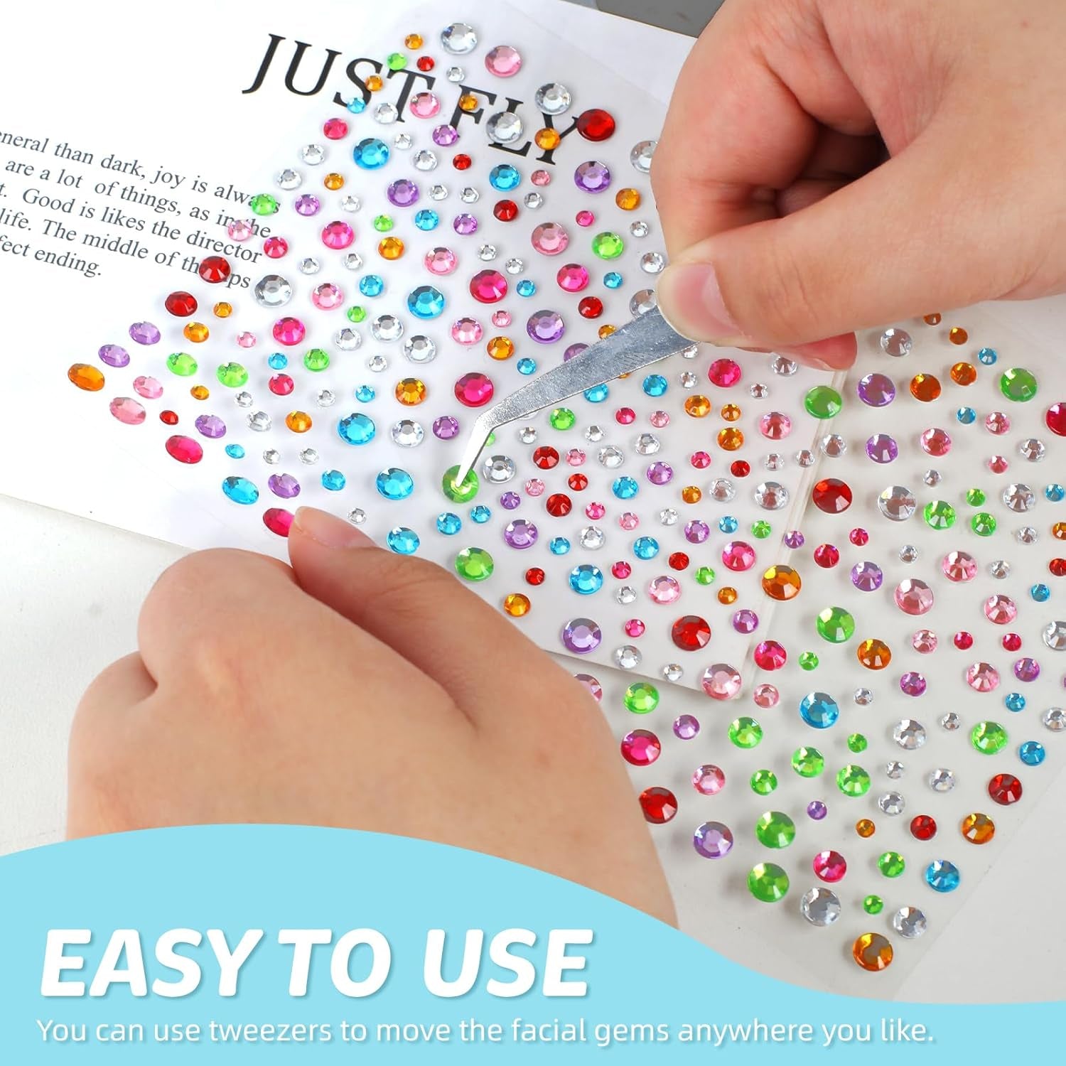 1465P Face Gems, Self-Adhesive Hair Gems, 5 Different Types of Face Rhinestones, Face Gems Stick on for Face, Eyes, Body, Hair, Makeup, Festival Decorations, DIY Crafts