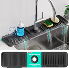 24 Inch Longer Faucet Mat for Kitchen Sink, 5° Slope Fast Self-Draining, Kitchen Sink Splash Guard Silicone Sink Faucet Mat Splash Guard Kitchen Sink Area Tidy Splash Faucet Guard Draining Mat