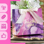 24PCS Thank You Gift Bags, 4.5X3.9X1.8Inches Mini Party Favor Bags Purple Treat Boxes with Bow Ribbon for Wedding Bridal Baby Shower Birthday Party