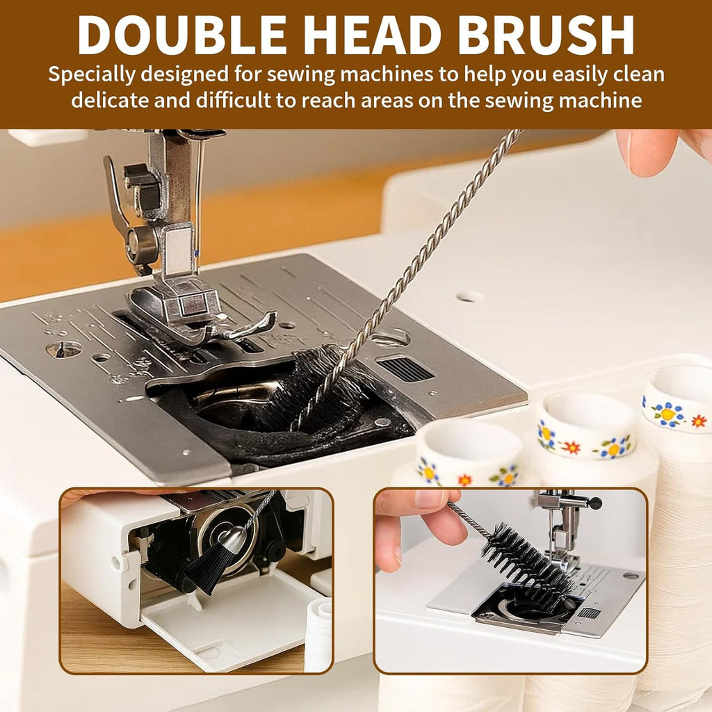 2OZ Sewing Machine Oil, 4Pcs Sewing Machine Accessories Lubricant Kit for Moving Parts of Manual or Electric Sewing Machines with Needle Tip, Double Head Brush and Towel, Clear Light Machine Oil