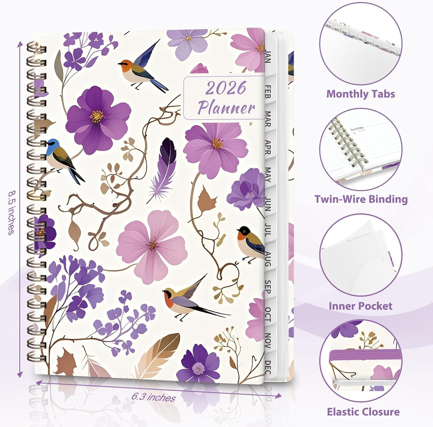 2026 Planner, Weekly and Monthly Calendar Planning Book, Jan 2026 - Dec 2026, Academic Agenda Book, Desk Accessories for Home, Office and School Supplies - A5 (6.3'' X 8.5'')