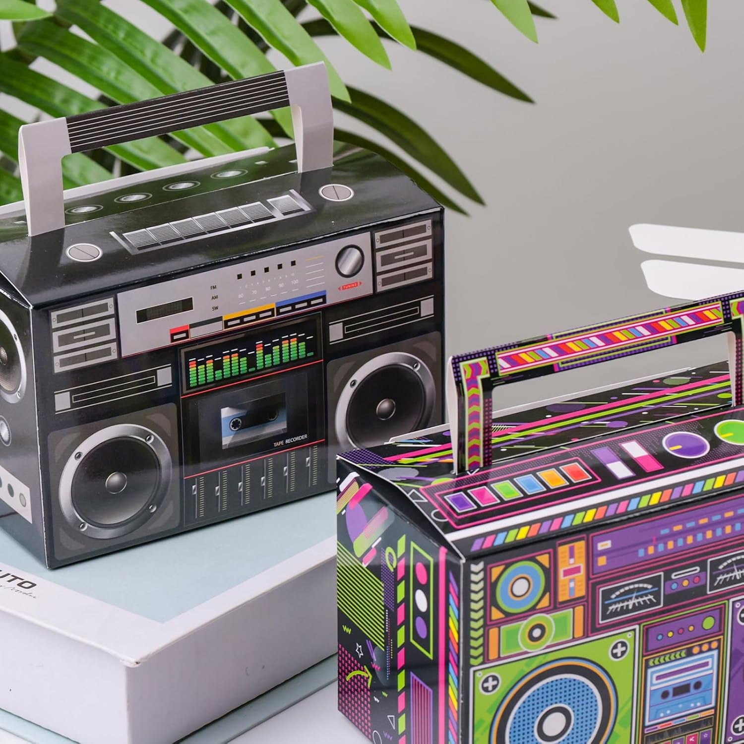10PCS 80S Party Favor Boxes, Novelty Boom Box Candy Treat Boxes Gift Boxes for Retro Party Supplies Radio Decorations
