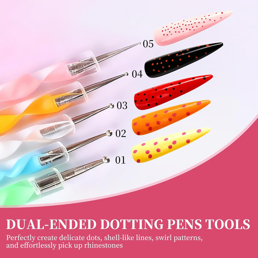 25PCS Nail Art Tools Set, Includes Nail Art Brushes, Nail Stand, Dotting Tools, Striping Liner Fingernail Drawing Pens, Jelly Glue, Tweezers, Sequins, Professional Nail Art Supplies Kit